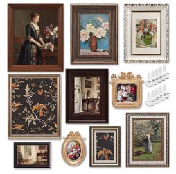 Qunclay 10 Pack Vintage Picture Frames Wall Ornate Antique, Classic Style 8x10 5x7 4x6 Sizes, French Country Set for Gallery Wall, Bedroom Living Room