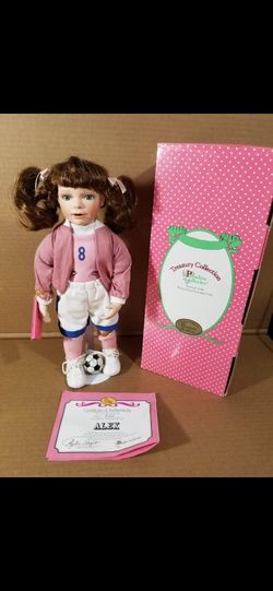 Girl Porcelain Doll "Alex” Soccer Player