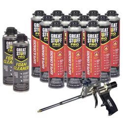 New Sealant Kit: 12 tPack of 24 oz. Great Stuff Foam Insulation w/ Spray Gun & 2 Cans of Cleaner