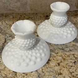 Hobnail Milk Glass Candle Holders #3