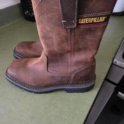 Caterpillar Wellston Pull On Steel Toe Mens Brown Leather Work Boots  