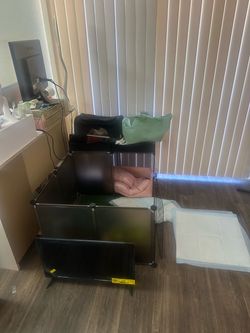 Dog cage with feeder and water food tray