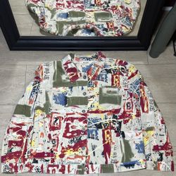 Vintage 1990s Units Abstract All Over Print Button Up 