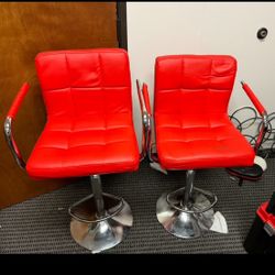 2 Red Bar Stools