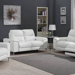 Top Grain White Leather Power Reclining Sofa! Lowest Prices Ever!