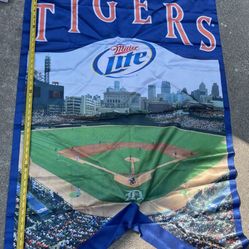 Baseball Tigers Detroit Miller Lite Flag Banner Decor 