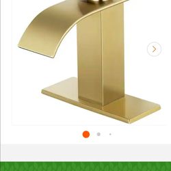 AKLFGN
Waterfall Spout 1-Handle Low Arc 1-Hole Bathroom Faucet with Deckplate Included in Brushed Gold