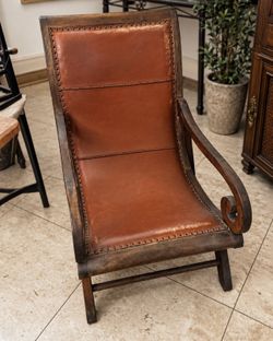 Vintage Wood & Leather Armchair