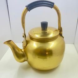 Vintage Gold Aluminum Tea Pot made in Korea