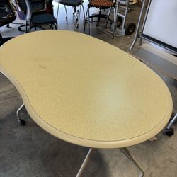 HERMAN MILLER Kidney Bean Shaped Table on Wheels Adjustable Height 48 X 26 - Originally $1299