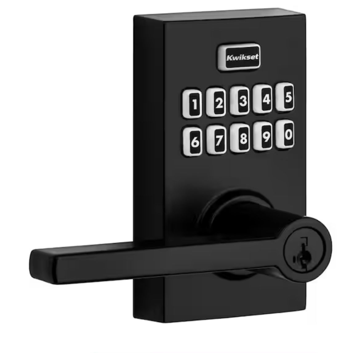 Kwikset SmartCode 917 Matte Black Contemporary Keypad Electronic Single Cylinder Halifax Door Handle Featuring SmartKey Security=75