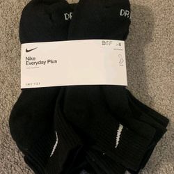 Mens Nike DRI-FIT PLUS ankle Socks 6 Pair Pack  Medium 6-8  Black