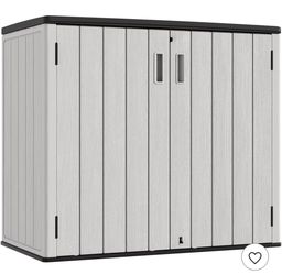Outdoor Horizontal Storage Sheds,37 Cu.ft Outdoor Storage Cabinet Waterproof Resin Tool Storage Box for Lawn Mower,Garden and Patio Furniture