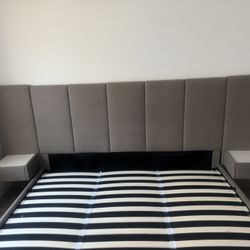 King Size Bed Frame Storage Bed  W/ Night Stands