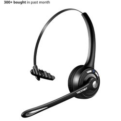 TECKNET Bluetooth Headset, Wireless On Ear Headphones with Noise Cancelling Microphone for Trucker, Hand Free Wireless Headset with Mute Mic for Phone