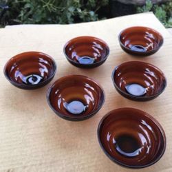 ART DECO * Vintage RED RUBY Glass * Desert Bowls / Easter