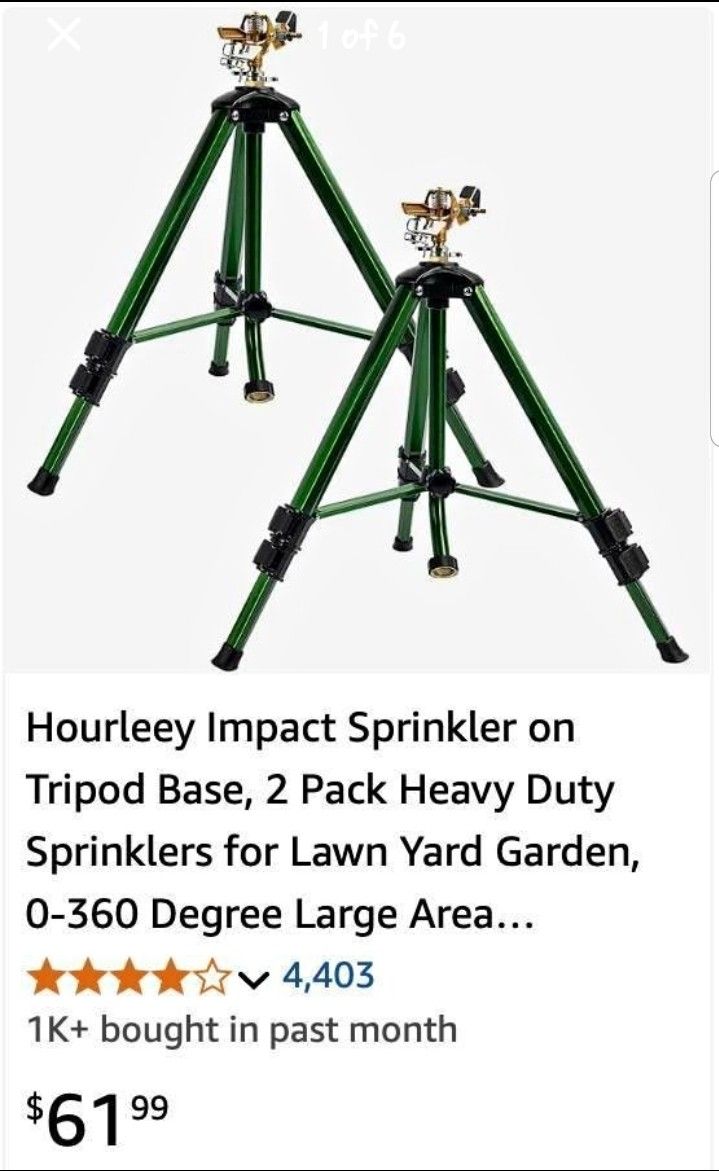 prinkler on Tripod Base, 2 Pack Heavy Duty Sprinklers for Lawn Yard Garden