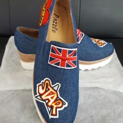 Brand New Blue Denim Oxford/Wedges Platform
