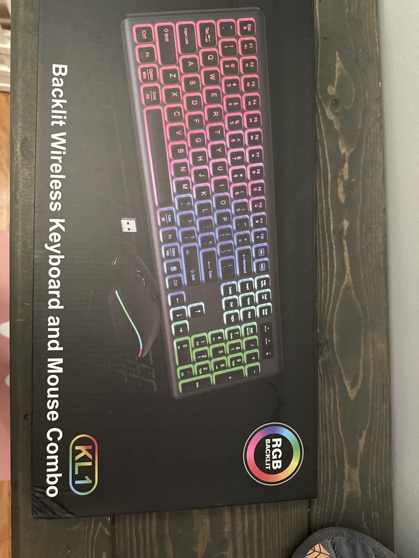 Brand New Wireless RGB Backlit Keyboard & Mouse Set - Sealed!