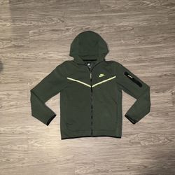 Nike Tech Fleece Sportswear Full Zip Up Hoodie Jacket Green Mens Sz M CU4489-010