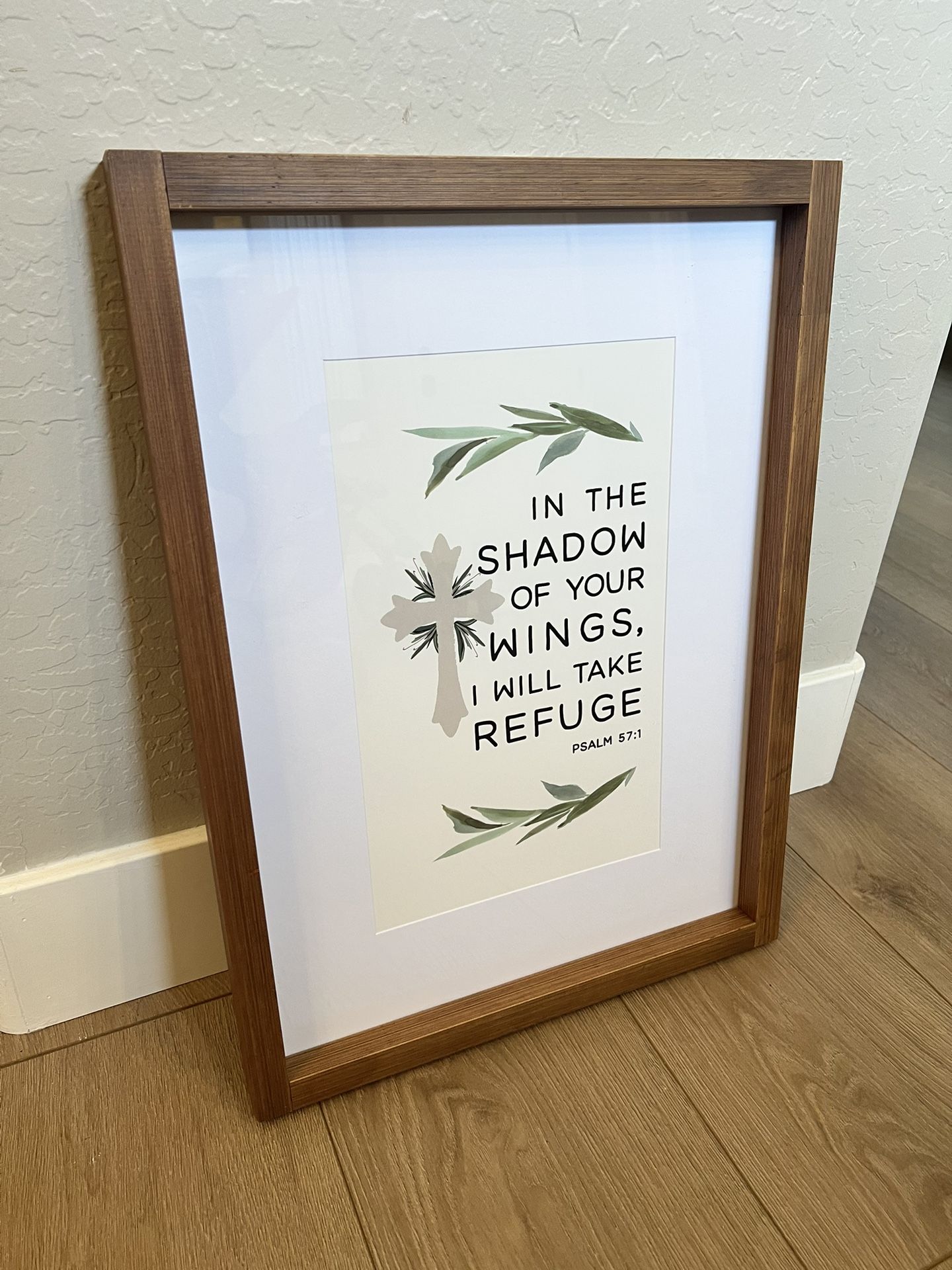 24x18 Glass Matte PSALM 57:1 Scripture Verse w/ Wood Frame