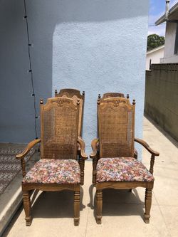 Brown Cane Back Dining Chairs (4)