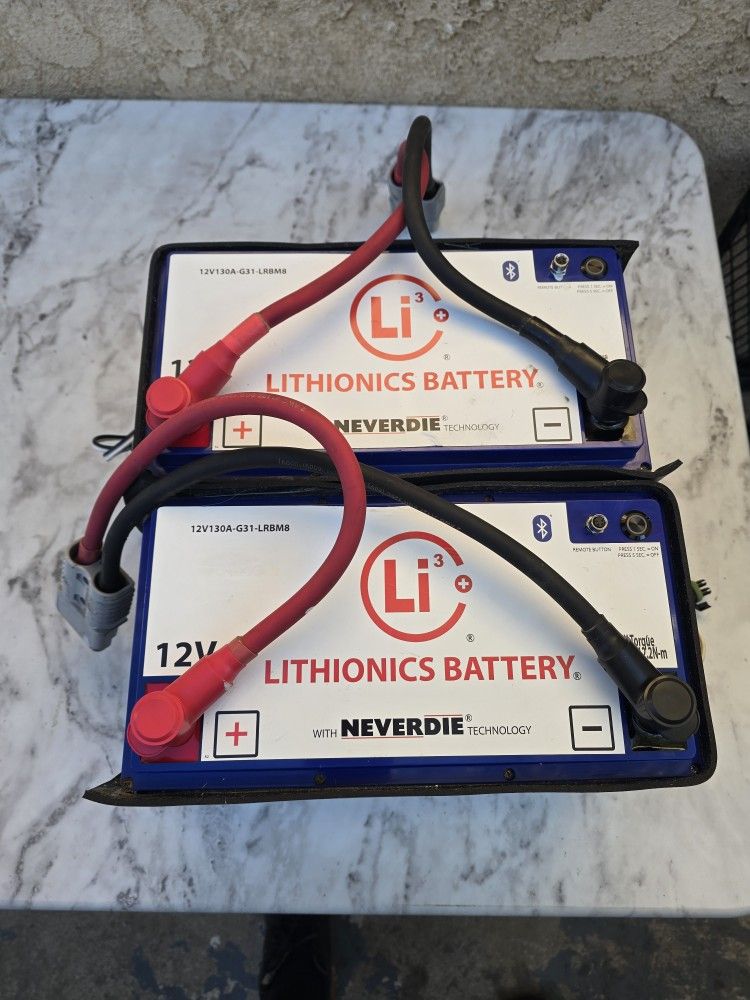 2 Lithionics 12V 130A-G31-LRBM8 Lithium-Ion Batteries