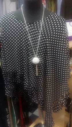 Black and white polka dot poncho