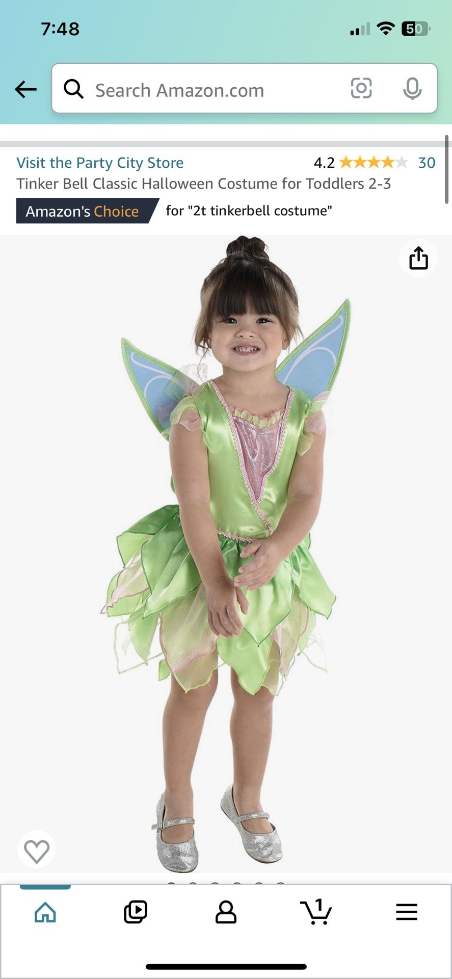 Tinker Bell Costume for Toddlers 2-3