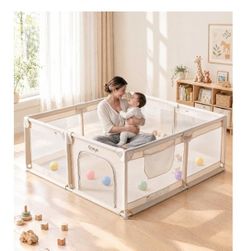 Oneye Baby Playpen 71x79 Inch - Thickened, Breathable Mesh - New, Open Box