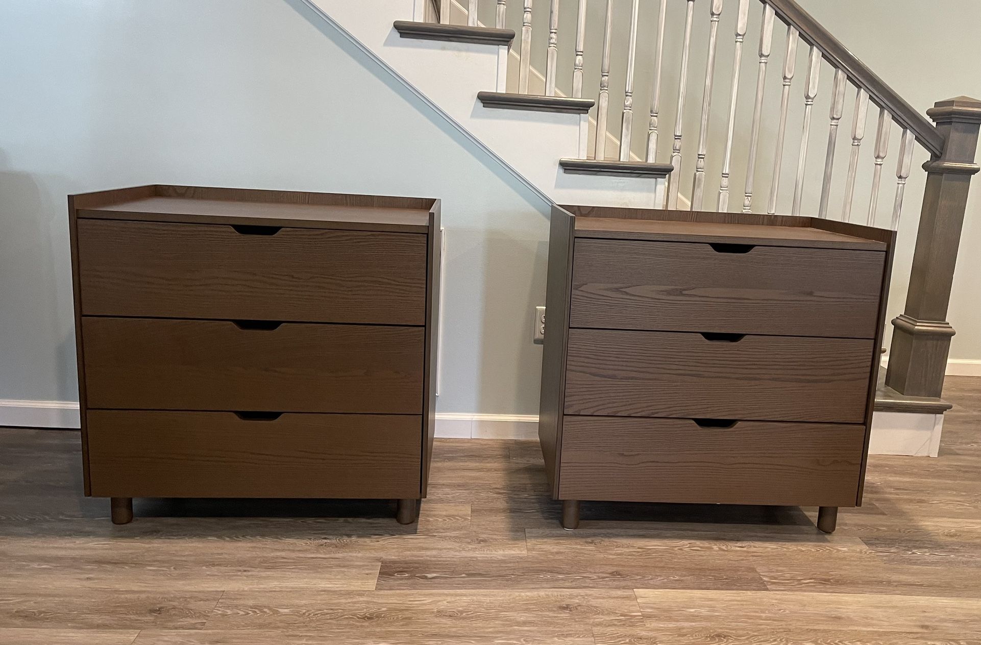 Two (2) Burrow Prospect 3-Drawer Dressers Walnut Wood