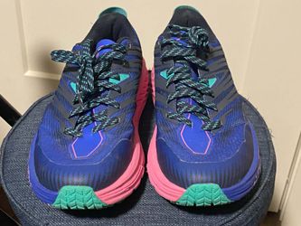 Hoka Running Sneakers Blue Pink Teal speed goat 4