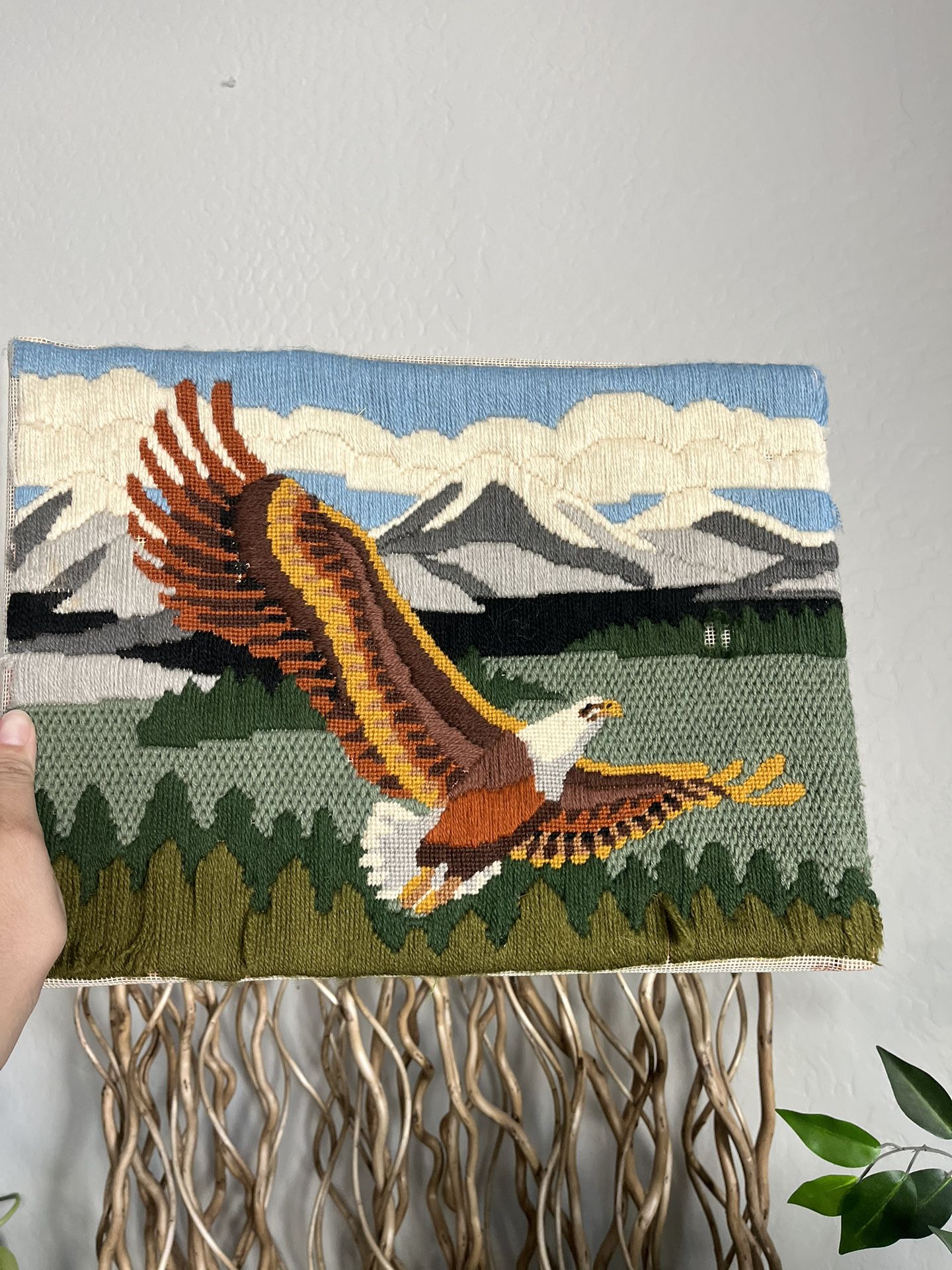 Vintage Eagle Embroidered Needlework Art