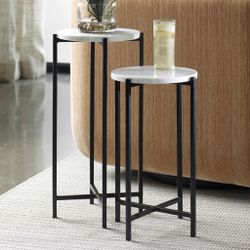[Brand New] Concord 2-piece Marble Nesting Side Tables - Luxury Accent Tables