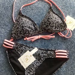 NWT Cyn&Luca Black & Pink Bikini 👙