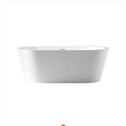 Adecab 61 in. × 31.3 in. Acrylic Freestanding Flatbottom Double Ended Soaking Bathtub in White