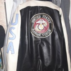 USA MARINES Heavy Duty LEATHER JACKER. SIZE 2X. PERFECT CONDITION