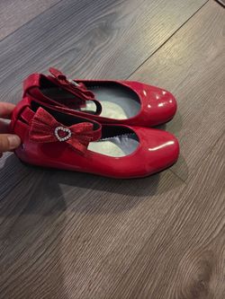 Red Patent Ballet Flats with Bow Detail