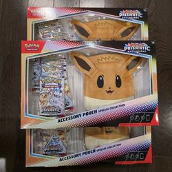 Pokemon Prismatic Evolutions Eevee Accessory Pouch Bundle