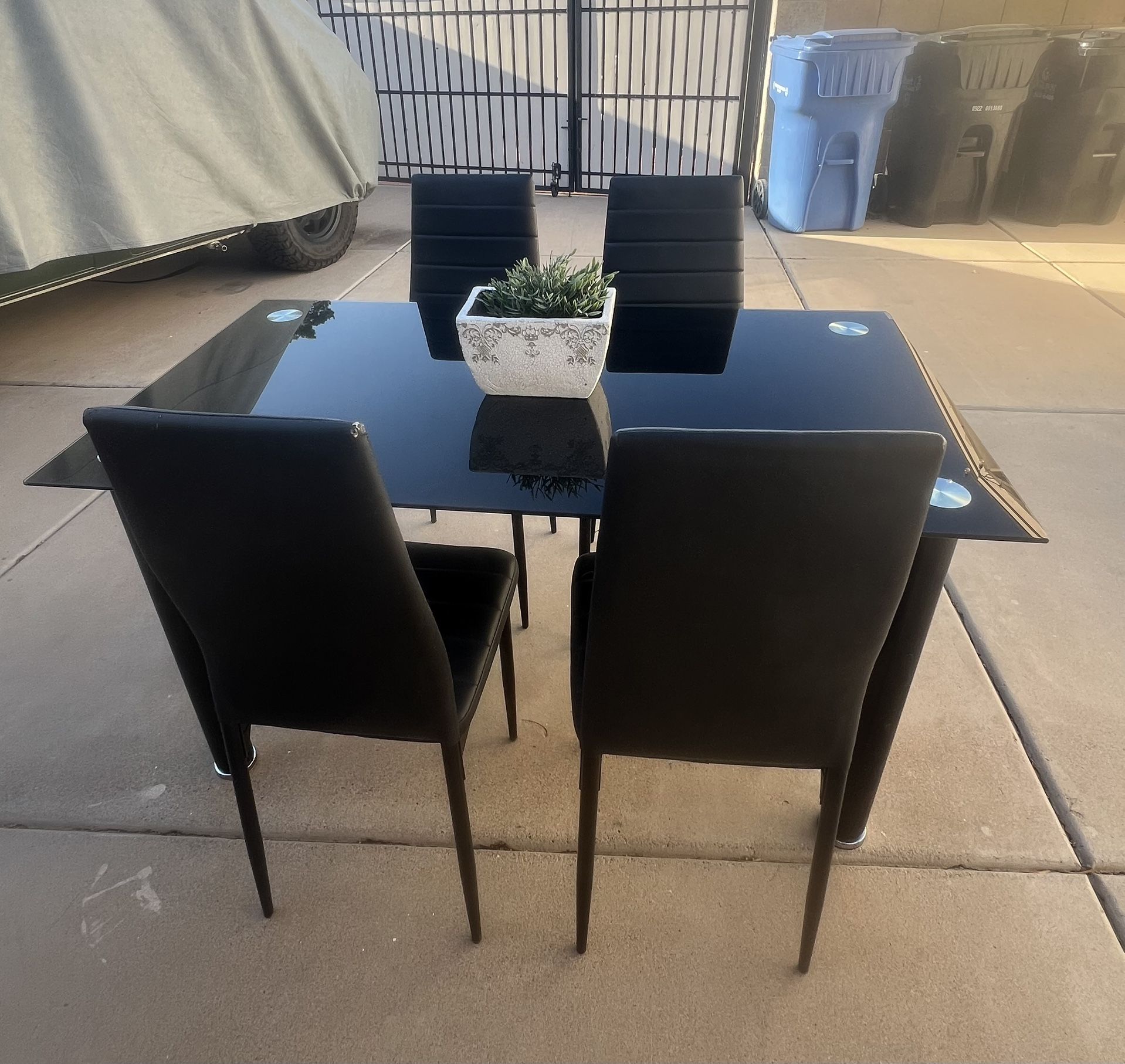 Glass Dining Table And 4 Chairs