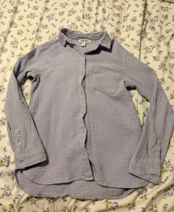 Nine West Lavender-Gray Casual Button-Down Shirt