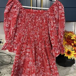 Red Bandana Print Dress size M  Check More PICTURES Like New 