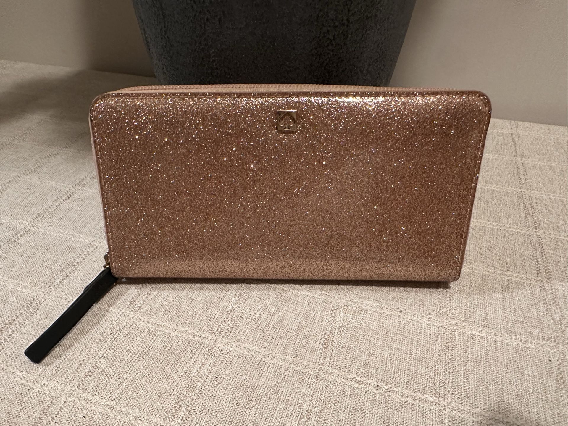Kate Spade Mavis Street Neda Zip Around Glitter Wallet Rose Gold Original