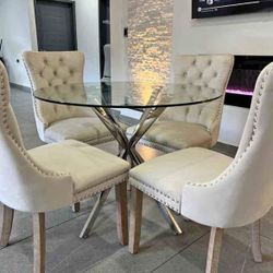 Round Glass Dining Table 