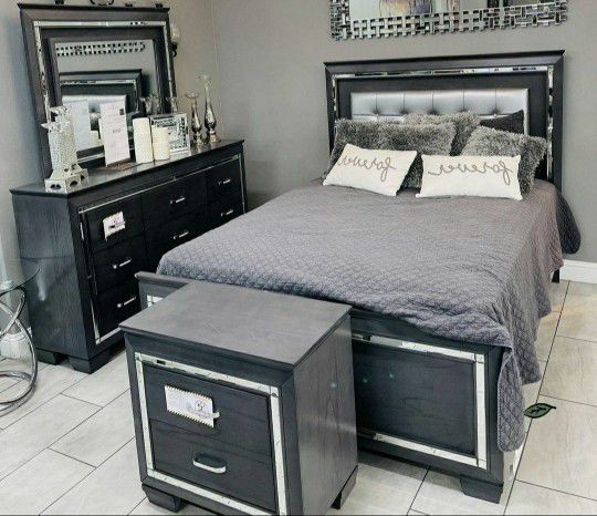 Allura Gray LED Panel Bedroom Set🛏️4 Piece Price !!!(QB/D/M/N)💒