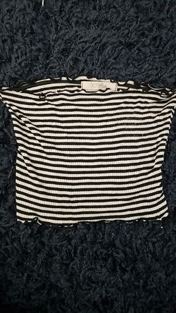 Ootd black and white striped blouse tube top women woman teen teenager girl