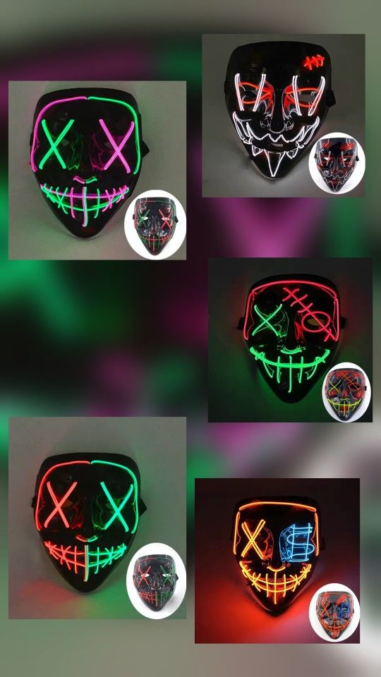 Multi Style Glowing LED Purge Mask Professional Wireless Luminous Party Mask Flashing Decorative Headgear Masker For Halloween
