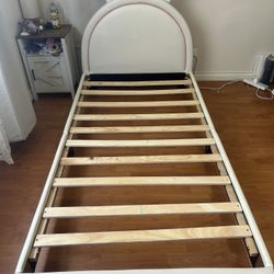 Twin Bed Frames for Kids,Upholstered Leather Platform Bed with Rabbit Ornament,Twin Bed
