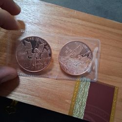 Copper .999 ,( 4 Brass Jersey Devil 1 ounce  Coins )