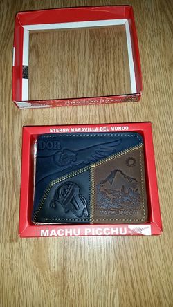Genuine leather wallet Machu Picchu